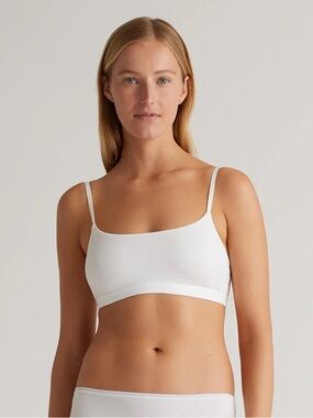 QUINCE Set Of 2 Organic Cotton Scoop Bralettes Small Soft White 7468